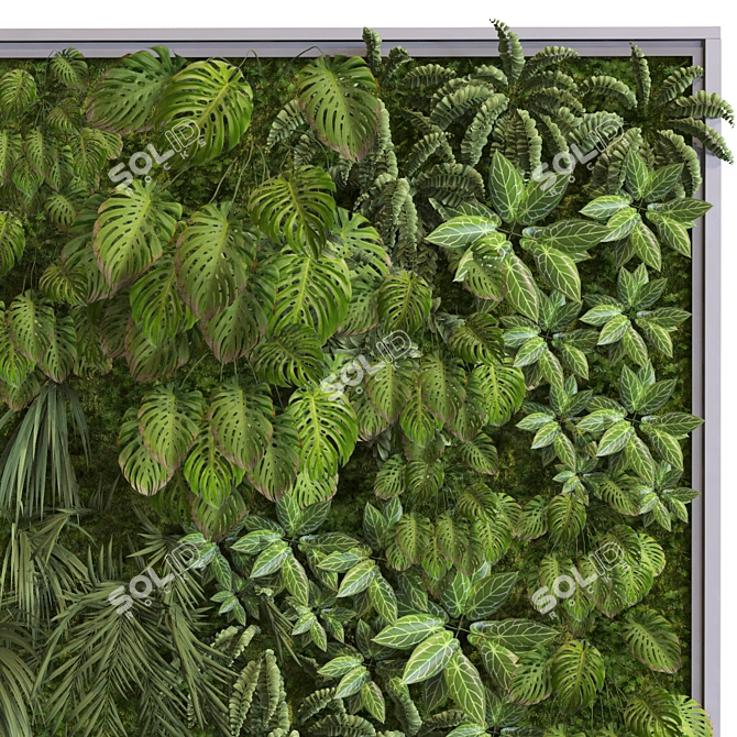 Modern Vertical Green Wall Decor 3D model image 5