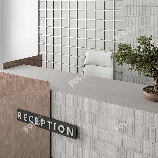 Chic Reception Desk Decor Set 3D model image 2