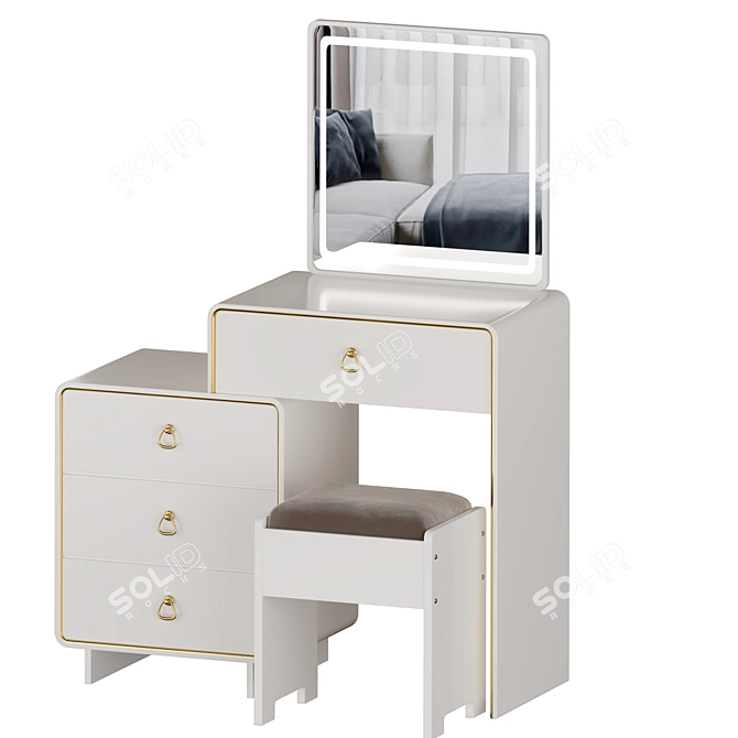 Sleek HAVANAH Vanity Set 3D model image 2