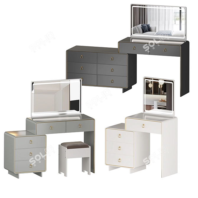 Sleek HAVANAH Vanity Set 3D model image 4