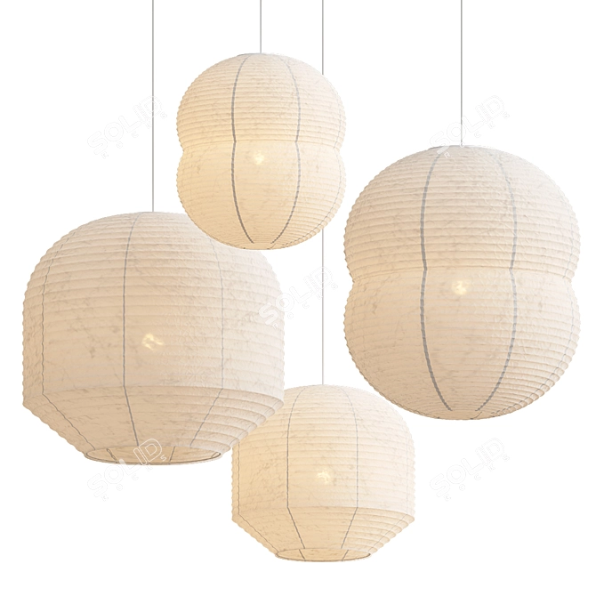 Elegant Hotaru Pendant Lanterns 3D model image 1