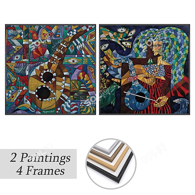 Wall Art Set with Frames 3D model image 1