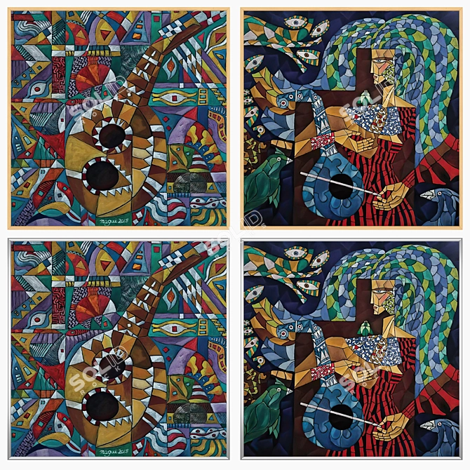 Wall Art Set with Frames 3D model image 3