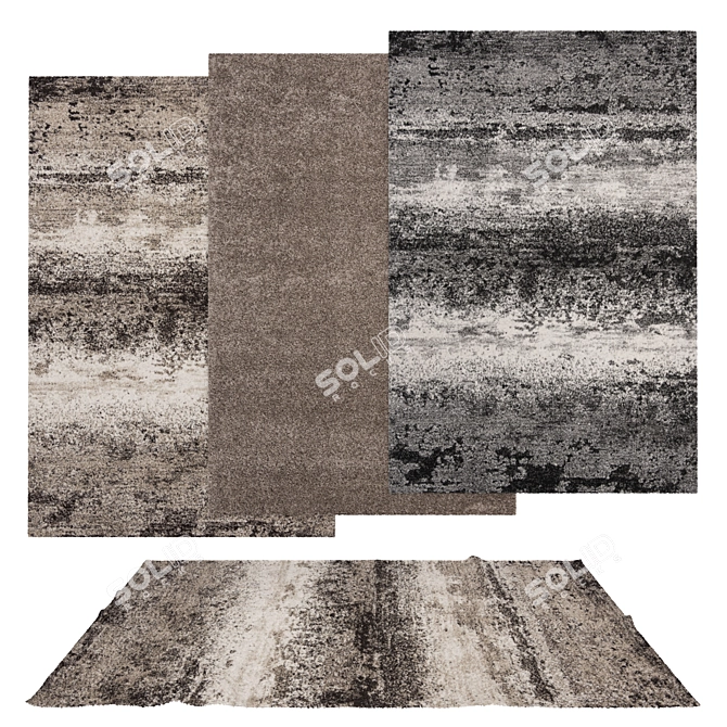 Set of 6 Modern Carpets 3D model image 1