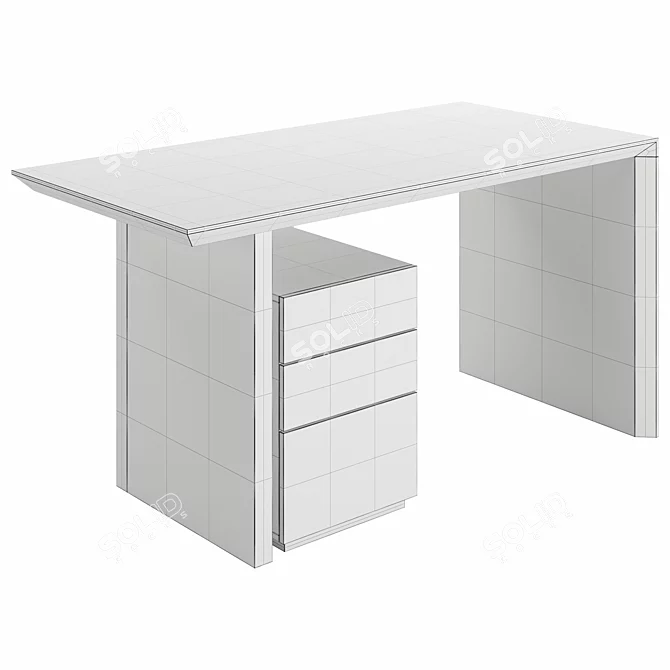 Walnut Marble Base Office Desk 3D model image 4