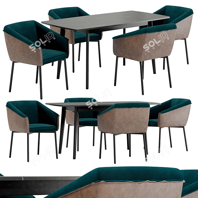 Modern Dining Set Nils & Oslo 3D model image 1