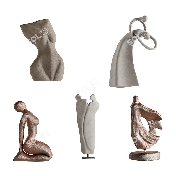 Assorted PBR Human Abstract Sculptures 3D model image 1