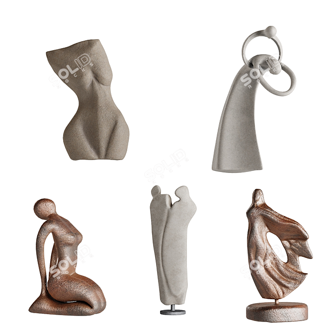 Assorted PBR Human Abstract Sculptures 3D model image 2