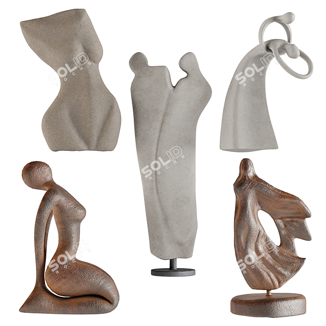 Assorted PBR Human Abstract Sculptures 3D model image 4