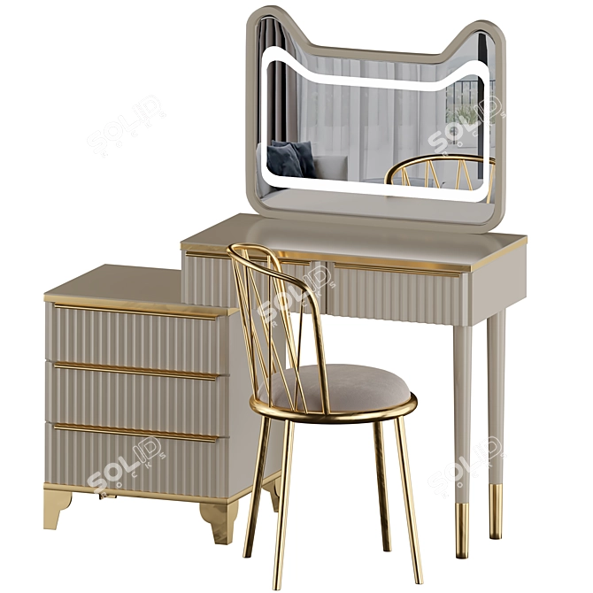 Elegant Fluted Vanity Set 3D model image 2