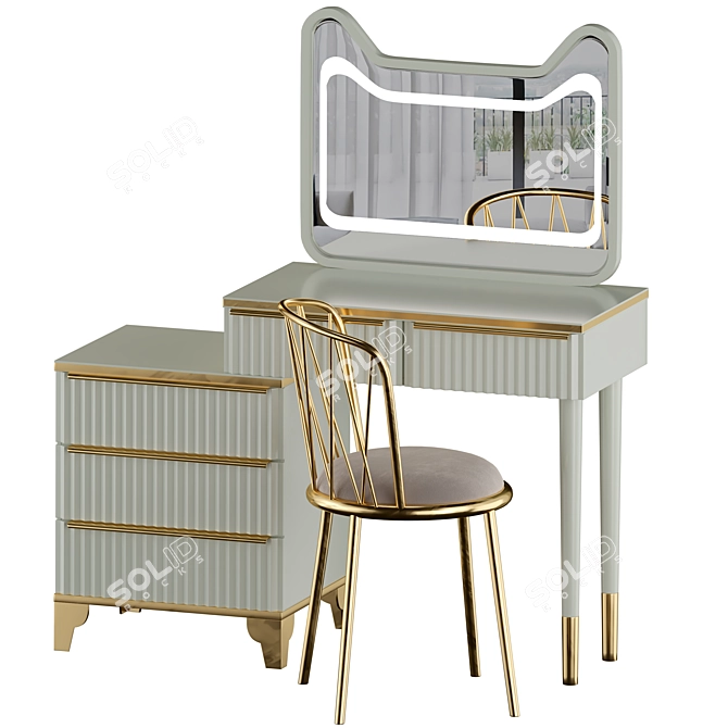 Elegant Fluted Vanity Set 3D model image 3