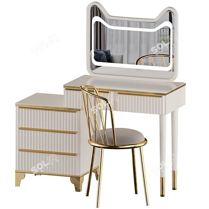 Elegant Fluted Vanity Set 3D model image 4