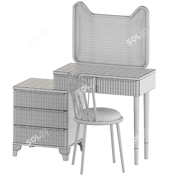 Elegant Fluted Vanity Set 3D model image 5