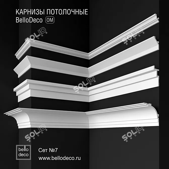 Ceiling Crown Mouldings Set BelloDeco 3D model image 1