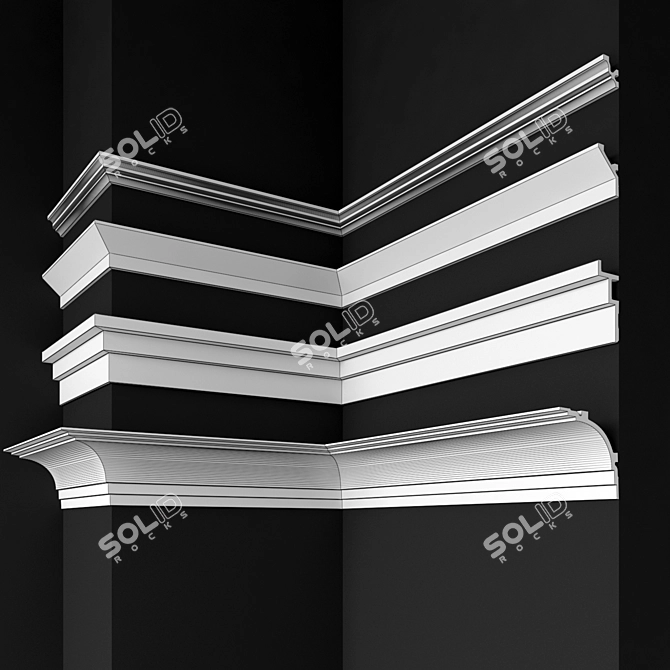 Ceiling Crown Mouldings Set BelloDeco 3D model image 3