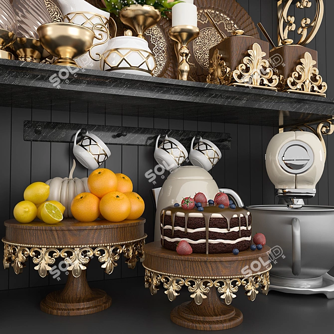 Premium Kitchen Set 3D Model 3D model image 2