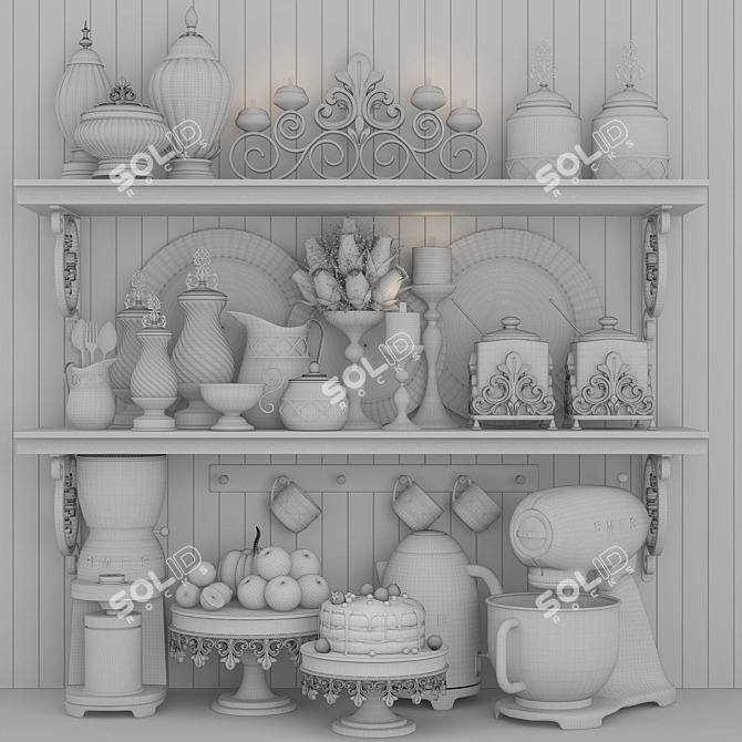 Premium Kitchen Set 3D Model 3D model image 4