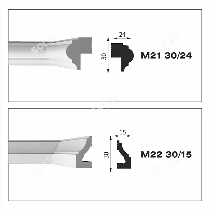 Deco Molding Set for Panels 3D model image 2