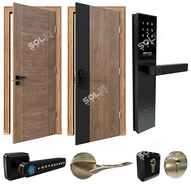 Modern Door Package Collection Set 3D model image 1