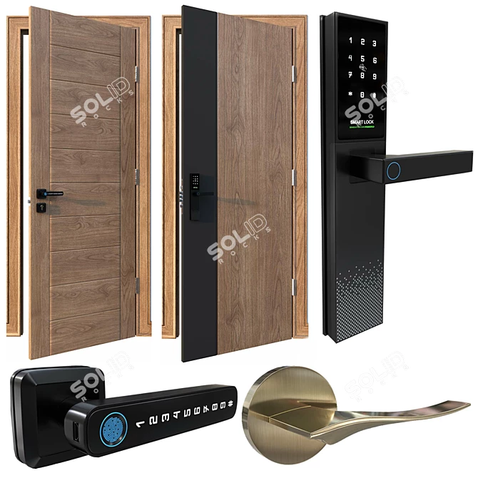 Modern Door Package Collection Set 3D model image 4