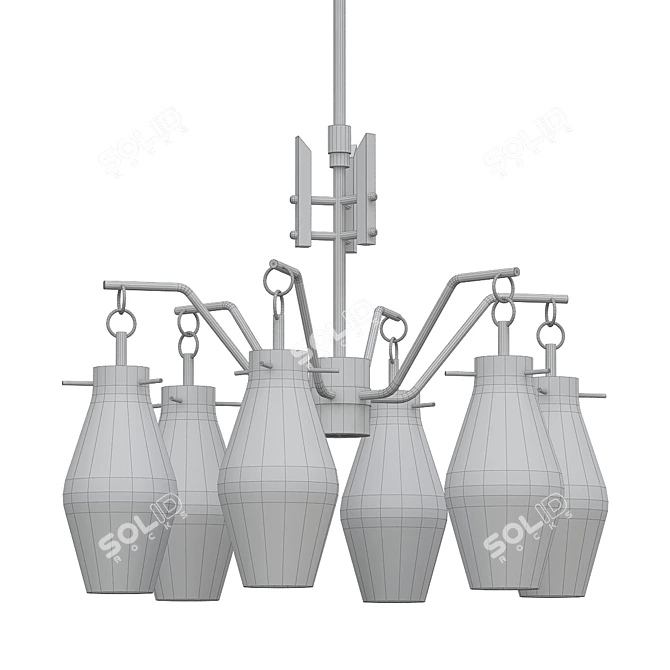 Italian Opaline Glass Chandelier Brass 3D model image 2