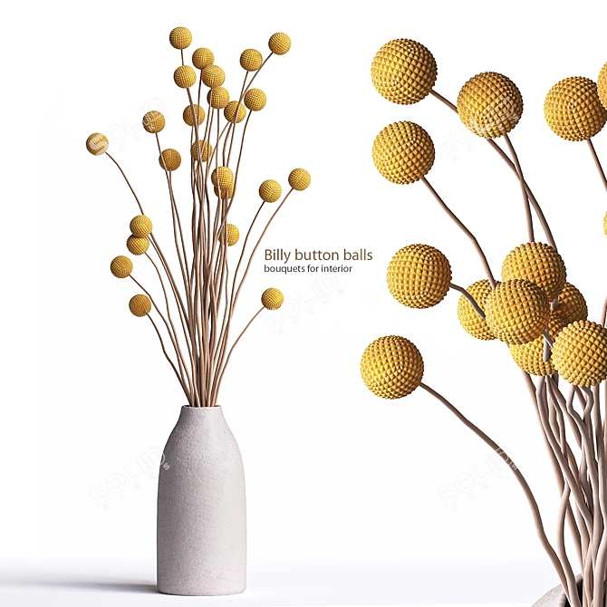 Yellow Billy Button Bouquet 3D model image 1