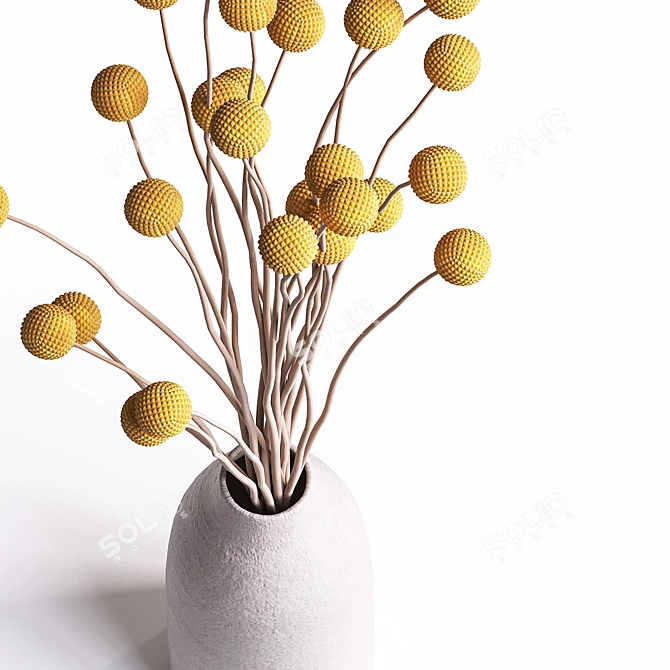 Yellow Billy Button Bouquet 3D model image 2