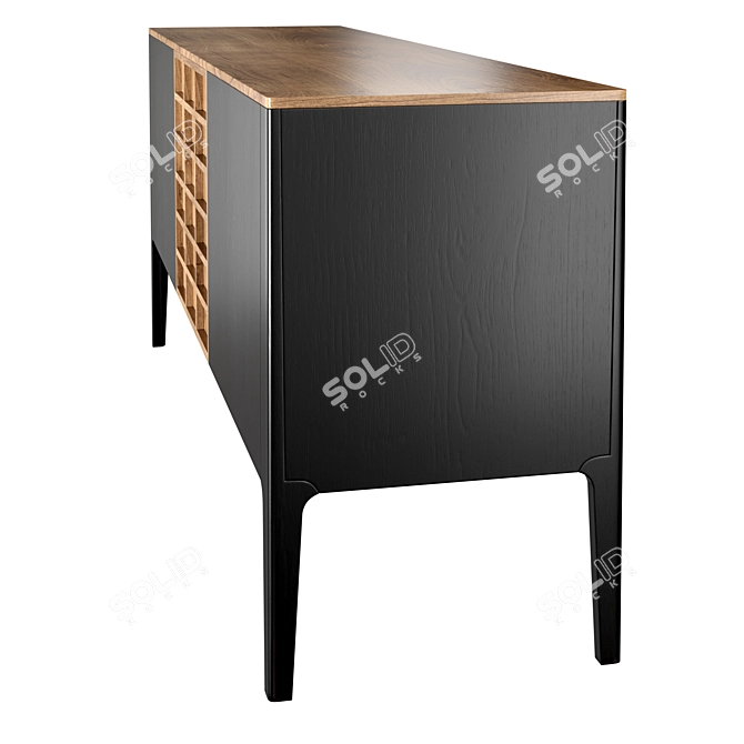 Modern Anthracite Sideboard with Glass 3D model image 2