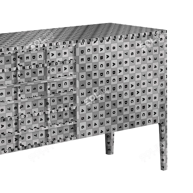 Modern Anthracite Sideboard with Glass 3D model image 7