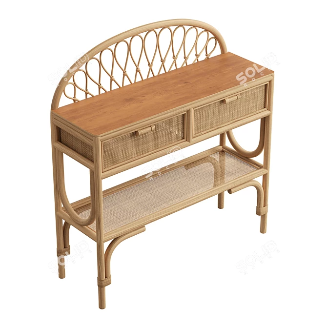 Boliv Rattan Console Table, Exotic 3D model image 5