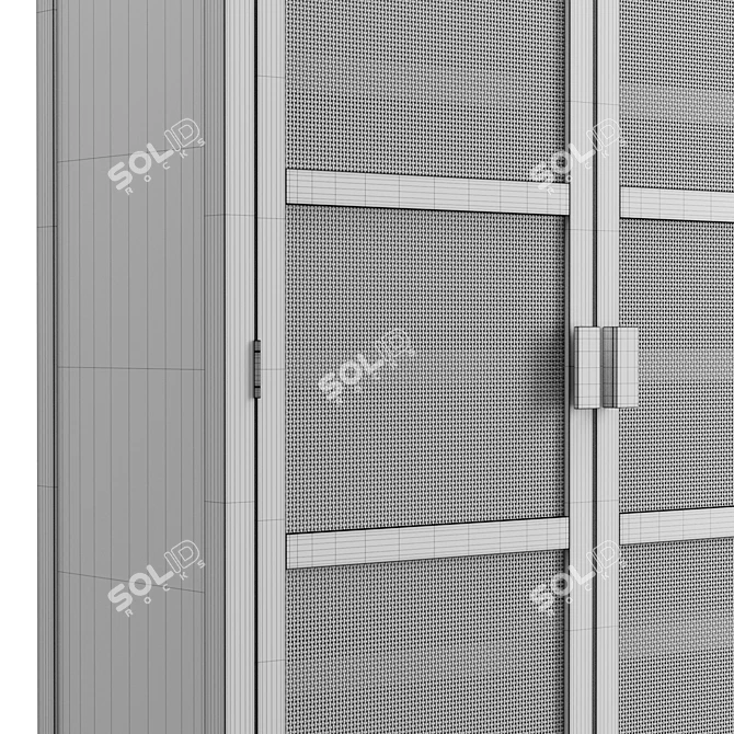 Freya Teak Rattan Wardrobe 3D model image 6