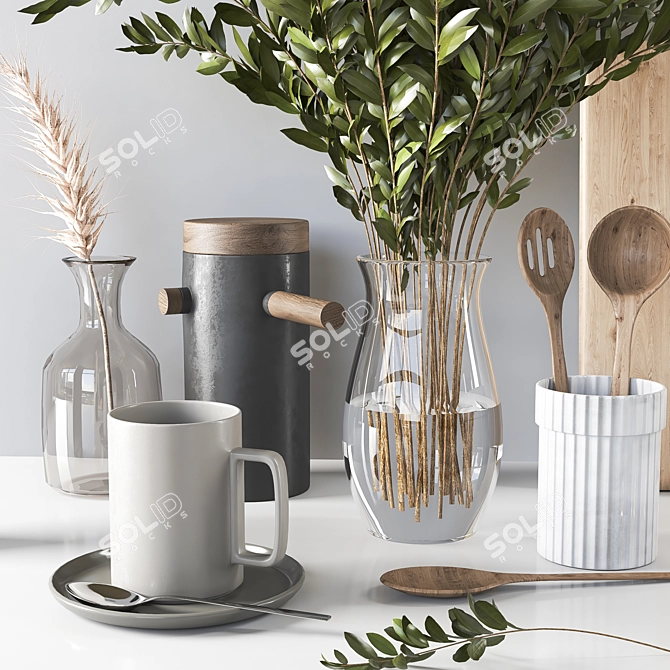 Modern Kitchen Accessories Set 3D model image 2