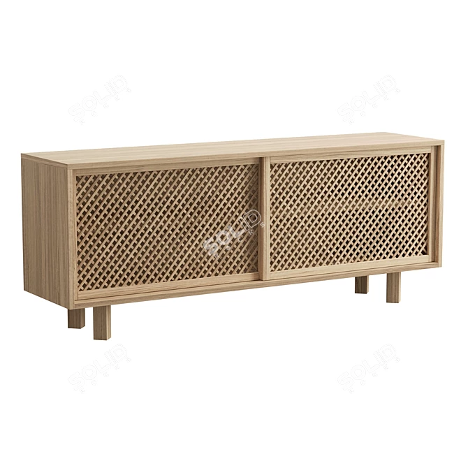 Durable Teak Sliding Door Buffet 3D model image 1