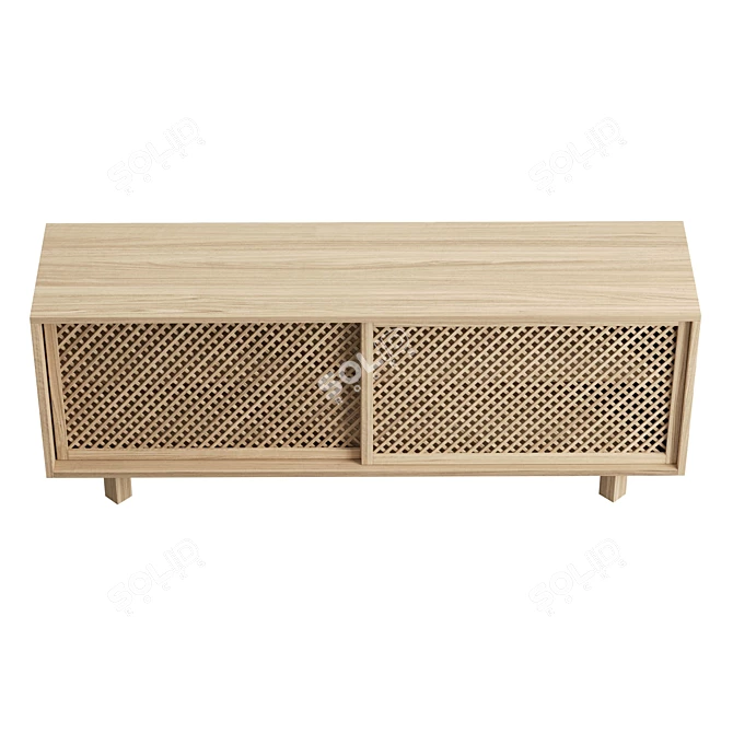 Durable Teak Sliding Door Buffet 3D model image 3