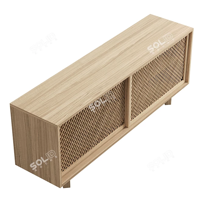 Durable Teak Sliding Door Buffet 3D model image 5