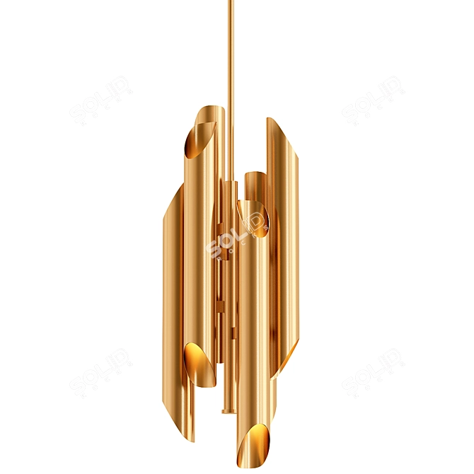 Sleek Steel Pendant Lamp Design 3D model image 1