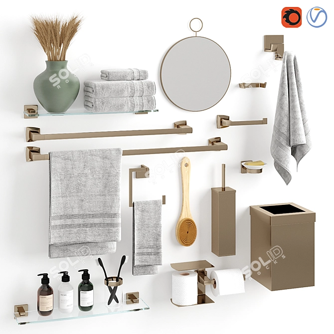 Luxury Bathroom Accessories Set Brilliance 3D model image 1