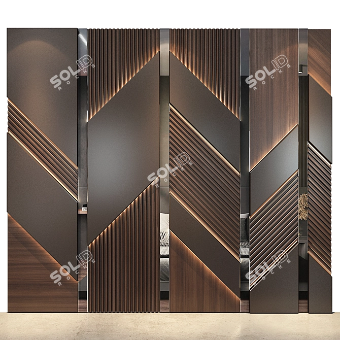 Modern Wood Melamine Wall Panel 3D model image 1