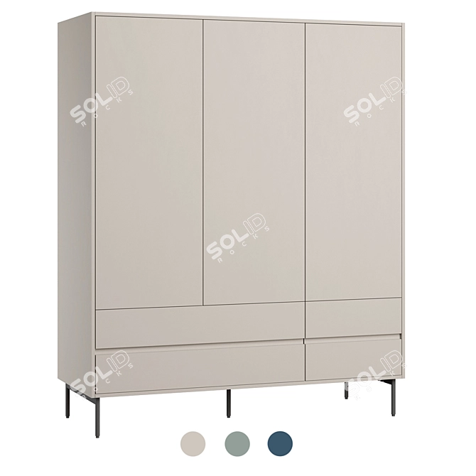 Elegant Triple Donica Wardrobe 3D model image 1