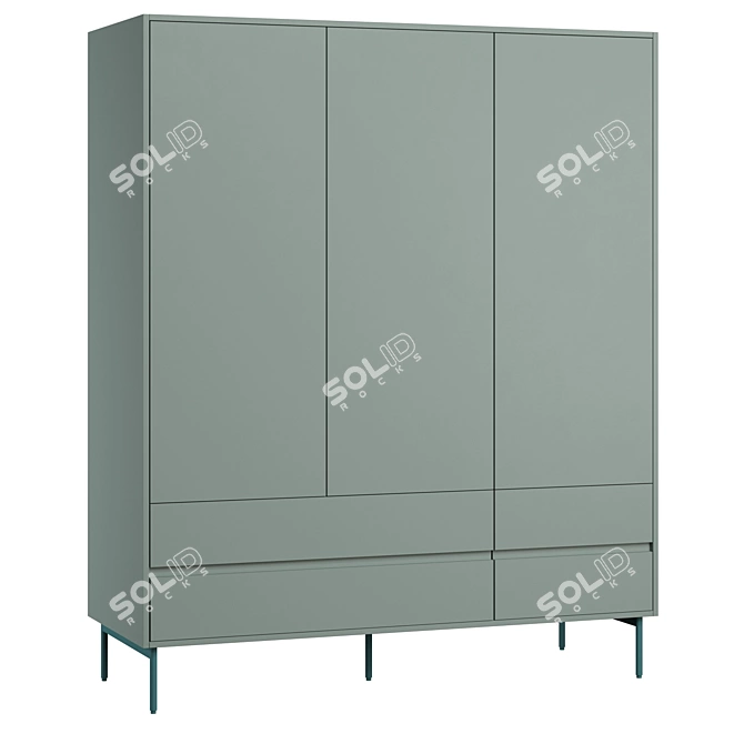 Elegant Triple Donica Wardrobe 3D model image 2