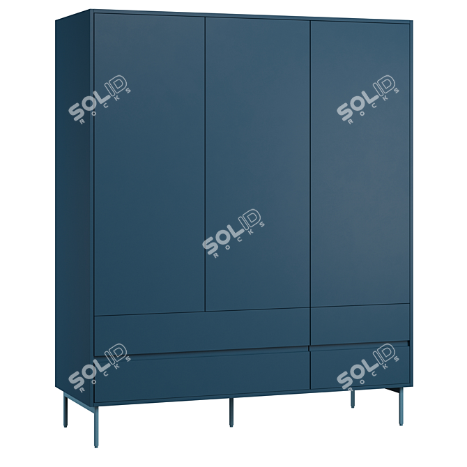 Elegant Triple Donica Wardrobe 3D model image 3