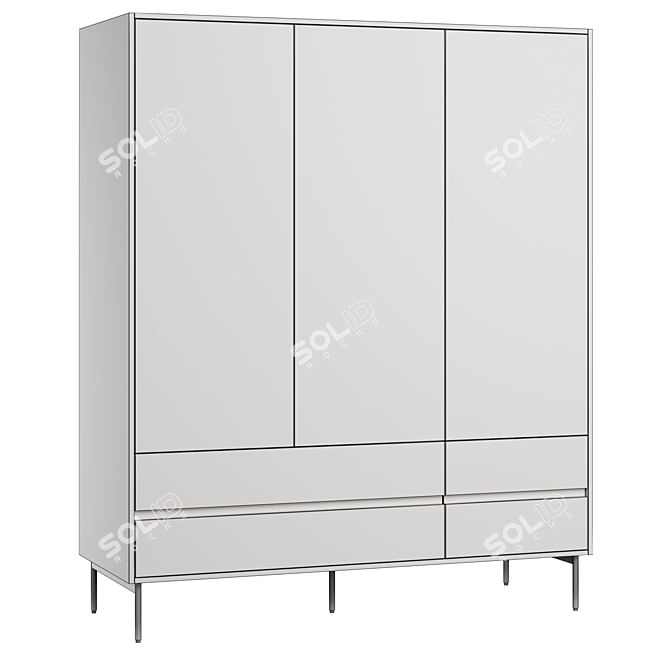 Elegant Triple Donica Wardrobe 3D model image 4