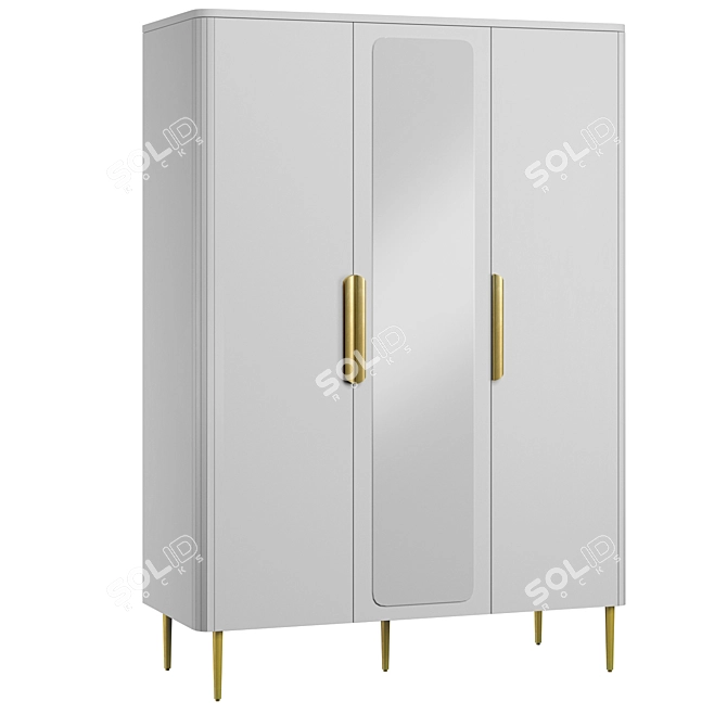 EBRO Triple Wardrobe in Dusk Grey 3D model image 2