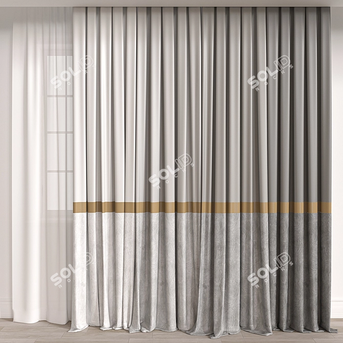 Elegant Curtain 3D Model Kit 3D model image 1