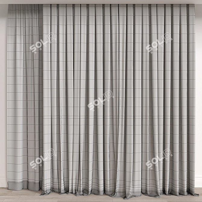 Elegant Curtain 3D Model Kit 3D model image 3