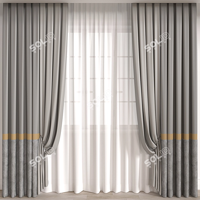 Contemporary 3D Curtain Models Pack 3D model image 1