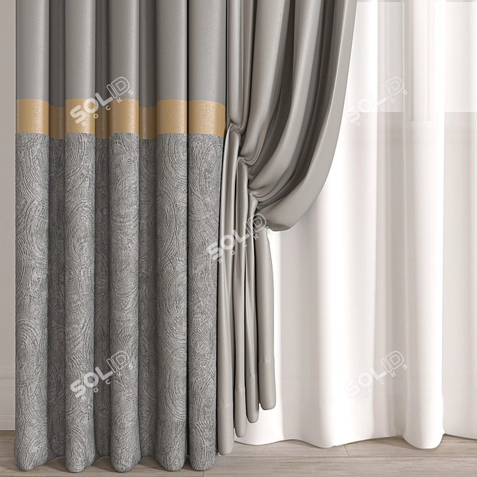 Contemporary 3D Curtain Models Pack 3D model image 2