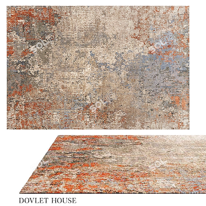 Luxury Wool Silk Dovlet Carpet 3D model image 1