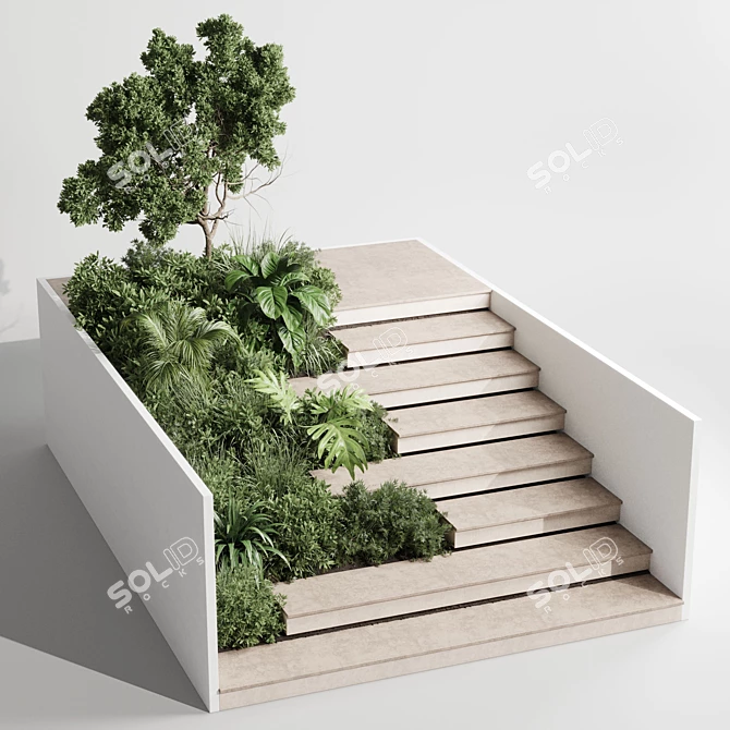 Outdoor Staircase with Furniture Set 3D model image 1