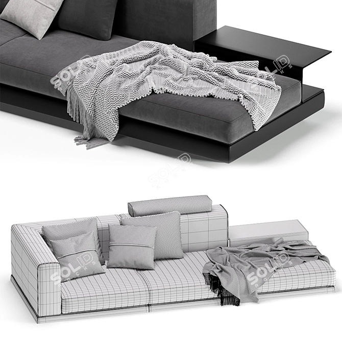 Elegant Modern Minotti Daybed 3D model image 7